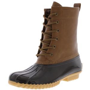 Sporto Womens Ariel Tan Faux Leather Ankle Lace-Up Rain Boots Shoes NWT